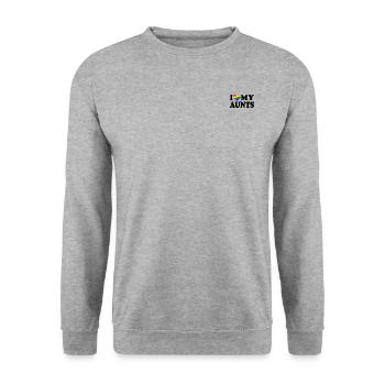 I love my aunts - Unisex Pullover - Weißgrau meliert - Vorne - Alina (178cm) & Michal (187cm)