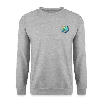Weltkarte - Unisex Pullover - Weißgrau meliert - Vorne - Alina (178cm) & Michal (187cm)