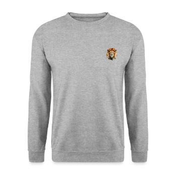 Majestic Polygon Lion – Geometric - Unisex Sweatshirt - salt & pepper - Front - Alina (178cm) & Michal (187cm)
