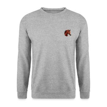 HORSE - Unisex Pullover - Weißgrau meliert - Vorne - Alina (178cm) & Michal (187cm)