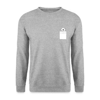 Bär im Bett - Unisex Pullover - Weißgrau meliert - Vorne - Alina (178cm) & Michal (187cm)