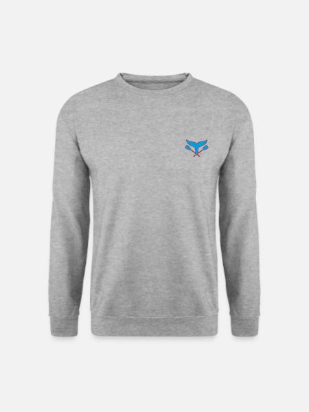 Flossenpaddel Blau-Rot - Unisex Pullover - Weißgrau meliert