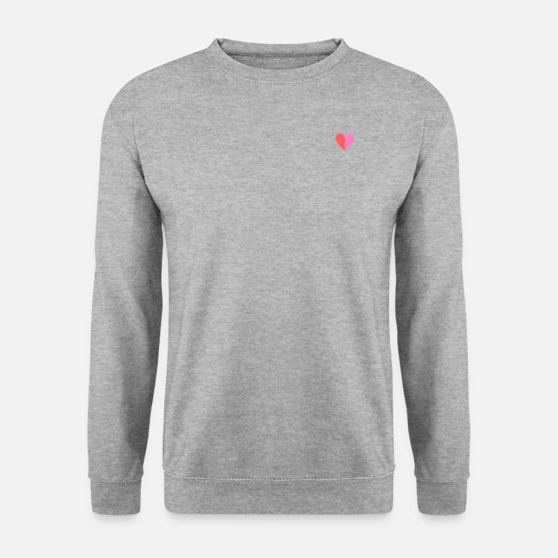 Zweifarbiges Herz rot-pink - Unisex Pullover - Weißgrau meliert