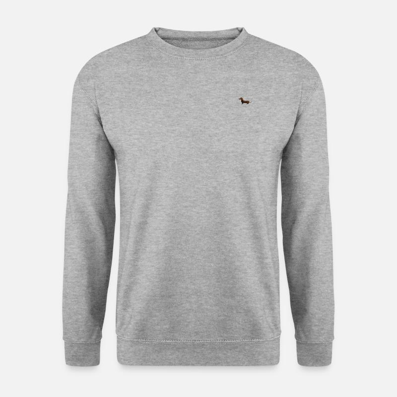Kleiner süßer Dackel dunkelbraun - Unisex Pullover - Weißgrau meliert