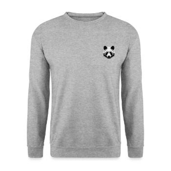 Minimalistischer Polygon-Panda - Unisex Pullover - Weißgrau meliert - Vorne - Alina (178cm) & Michal (187cm)