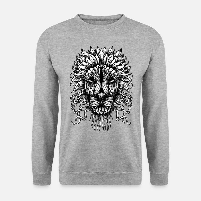 Löwe - Unisex Pullover - Weißgrau meliert