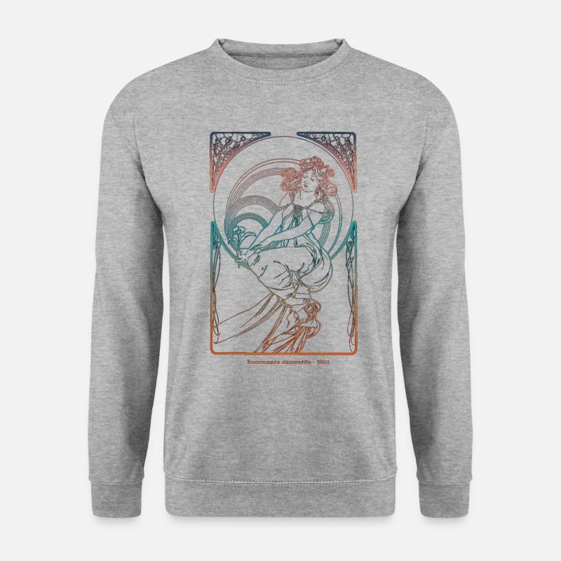 Alfons Mucha - Unisex Pullover - Weißgrau meliert