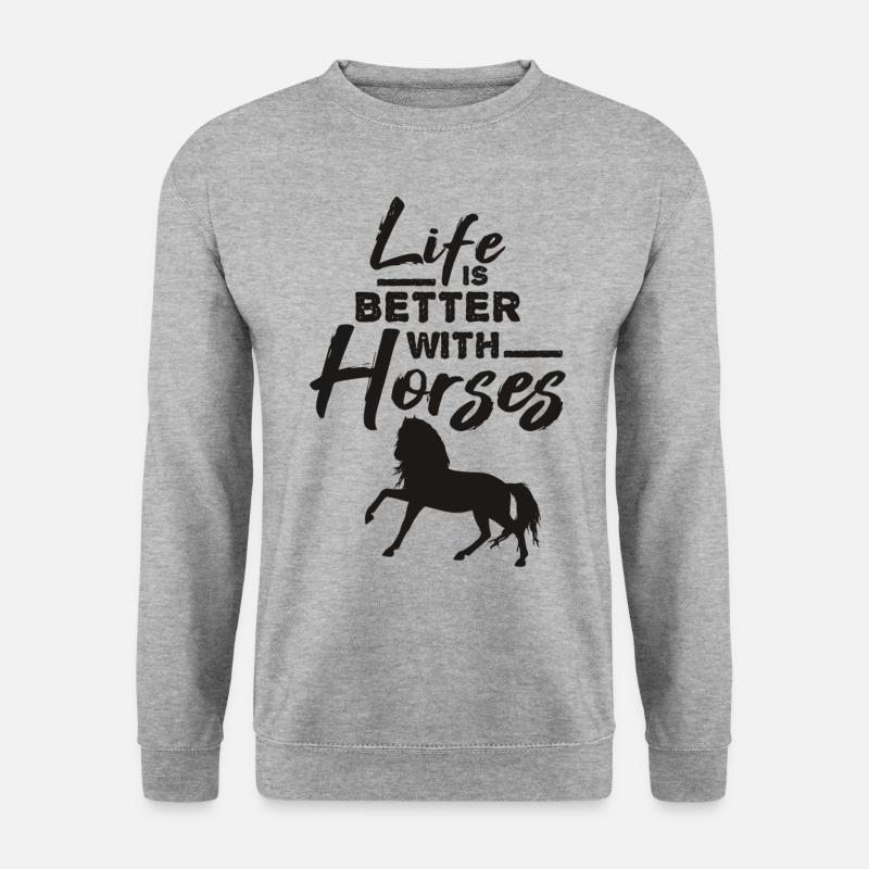 Pferd Pferdespruch - Unisex Pullover - Weißgrau meliert