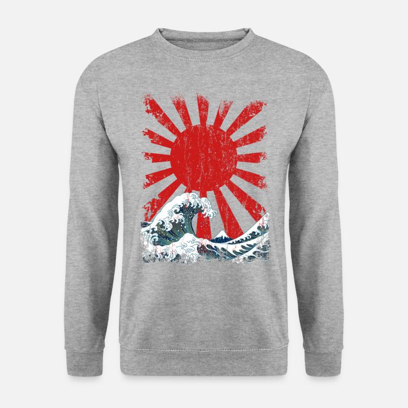 Große Welle Japan - Unisex Pullover - Weißgrau meliert