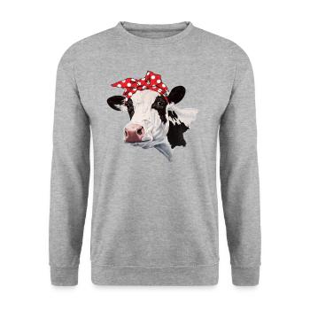 Bandana de vache - Sweat-shirt Unisexe - gris chiné - Devant - Alina (178cm) & Michal (187cm)