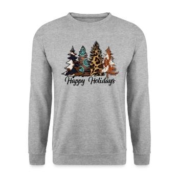 Happy holidays Trees - Unisex Sweatshirt - salt & pepper - Front - Alina (178cm) & Michal (187cm)