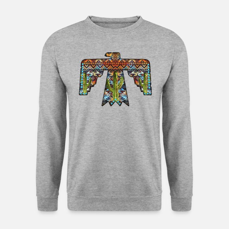 Aztekischer freier Vogel - Unisex Pullover - Weißgrau meliert