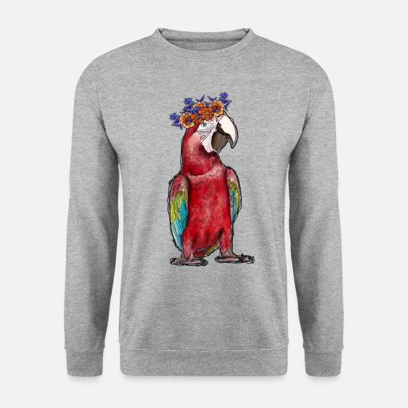 Aquarell Papagei - Unisex Pullover - Weißgrau meliert