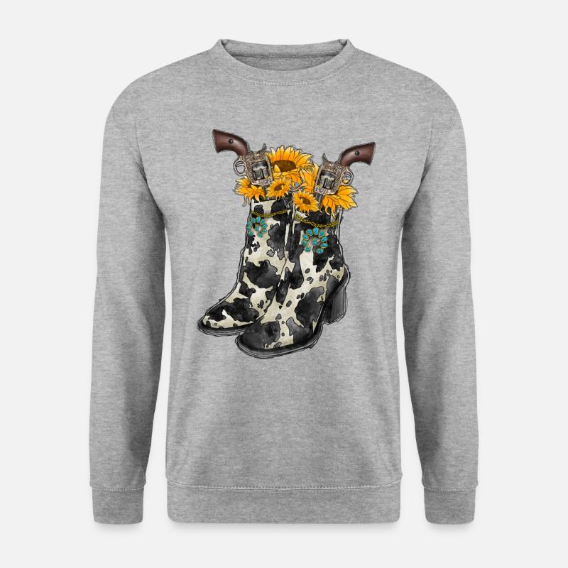 Cowboystiefel - Unisex Pullover - Weißgrau meliert