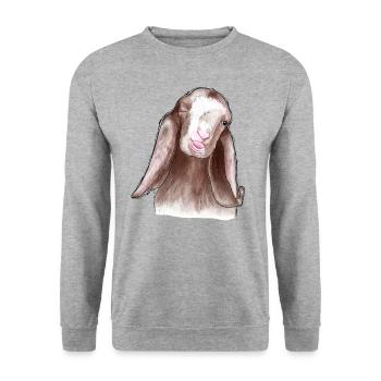 Lustige Ziege - Unisex Pullover - Weißgrau meliert - Vorne - Alina (178cm) & Michal (187cm)