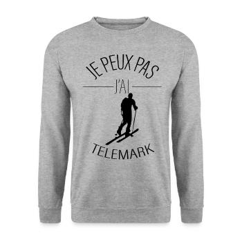 Je peux pas j'ai télémark - j'peux pas j'ai télém - Sweat-shirt Unisexe - gris chiné - Devant - Alina (178cm) & Michal (187cm)