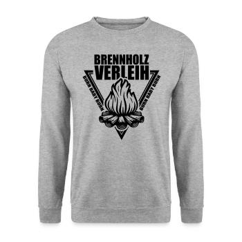 Brennholz Verleih | Farbe änderbar - Unisex Pullover - Weißgrau meliert - Vorne - Alina (178cm) & Michal (187cm)