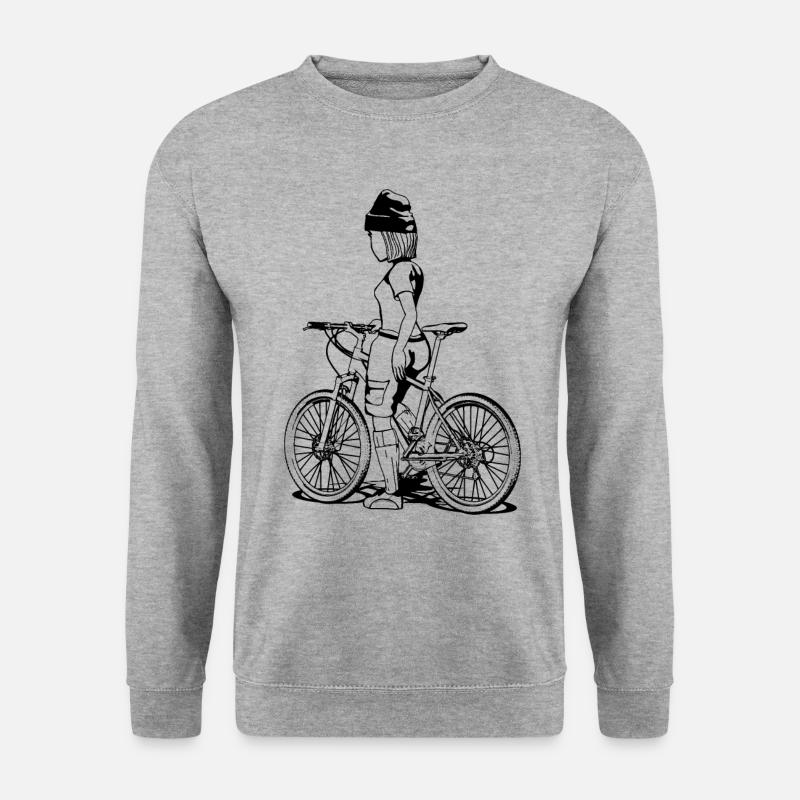 Freiheit auf dem MTB: Comic-Design mit Kick! - Unisex Pullover - Weißgrau meliert