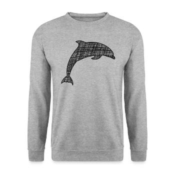 Delfin Tümmler Ozean Geschenk - Unisex Pullover - Weißgrau meliert - Vorne - Alina (178cm) & Michal (187cm)