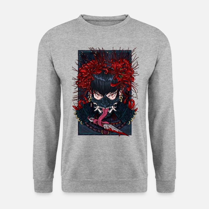 Kunai Hannya Maske Ninja - Unisex Pullover - Weißgrau meliert