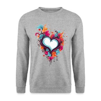CŒURS DE LA SAINT-VALENTIN, POUR LES COUPLES ET LES AMOUREUX 2024 - Sweat-shirt Unisexe - gris chiné - Devant - Alina (178cm) & Michal (187cm)
