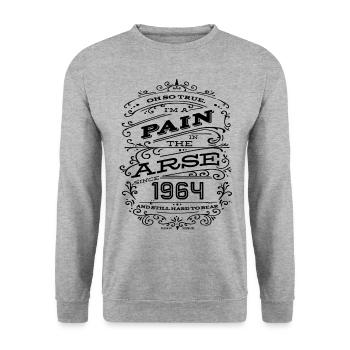 Hillarious Funny Chemise d’anniversaire 1964 Black Edition - Sweat-shirt Unisexe - gris chiné - Devant - Alina (178cm) & Michal (187cm)