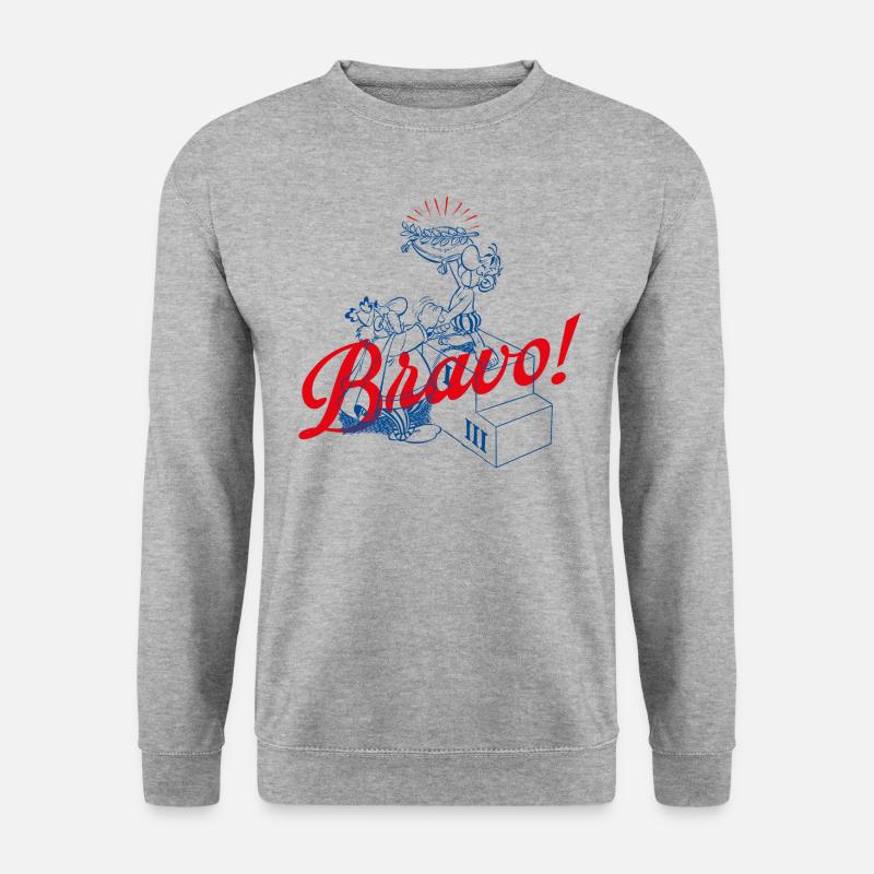 Asterix & Obelix Bravo! Charakterdesign - Unisex Pullover - Weißgrau meliert