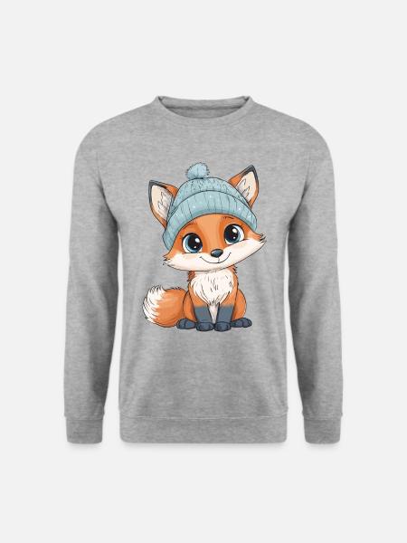 Fuchs Süß Niedlich Baby Kinder Tier Cartoon - Unisex Pullover - Weißgrau meliert