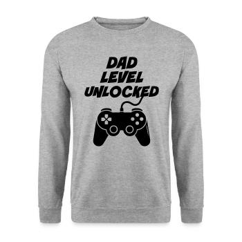 Dad Level Unlocked - Unisex Sweatshirt - salt & pepper - Front - Alina (178cm) & Michal (187cm)