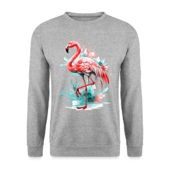 Flamingo Bird Exotic Summer Splash Pink Pink - Unisex Sweatshirt - salt & pepper - Front - Alina (178cm) & Michal (187cm)