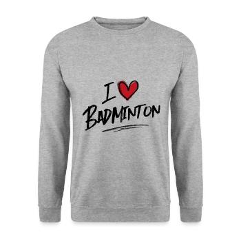I love badminton - Unisex Sweatshirt - salt & pepper - Front - Alina (178cm) & Michal (187cm)