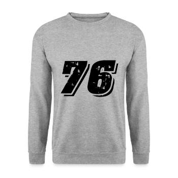 76 number symbol - Unisex Sweatshirt - salt & pepper - Front - Alina (178cm) & Michal (187cm)