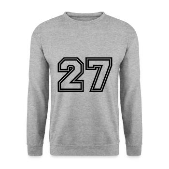 27 Zahl symbol - Unisex Pullover - Weißgrau meliert - Vorne - Alina (178cm) & Michal (187cm)