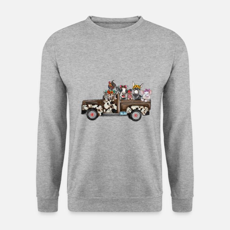 Farm Animals Truck - Unisex Pullover - Weißgrau meliert
