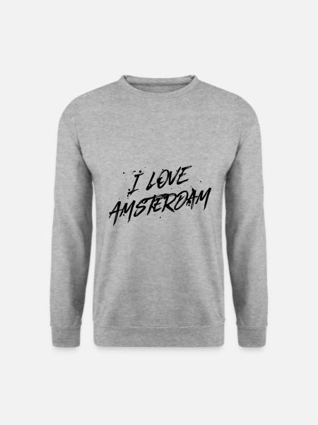 I Love Amsterdam - Unisex Pullover - Weißgrau meliert