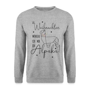Zu Weihnachten wünsche ich mir ein Alpaka - Unisex Pullover - Weißgrau meliert - Vorne - Alina (178cm) & Michal (187cm)