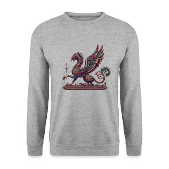 Mystic Guardian Griffin - Unisex Sweatshirt - salt & pepper - Front - Alina (178cm) & Michal (187cm)