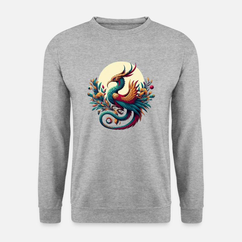Eleganter Simurgh - Unisex Pullover - Weißgrau meliert