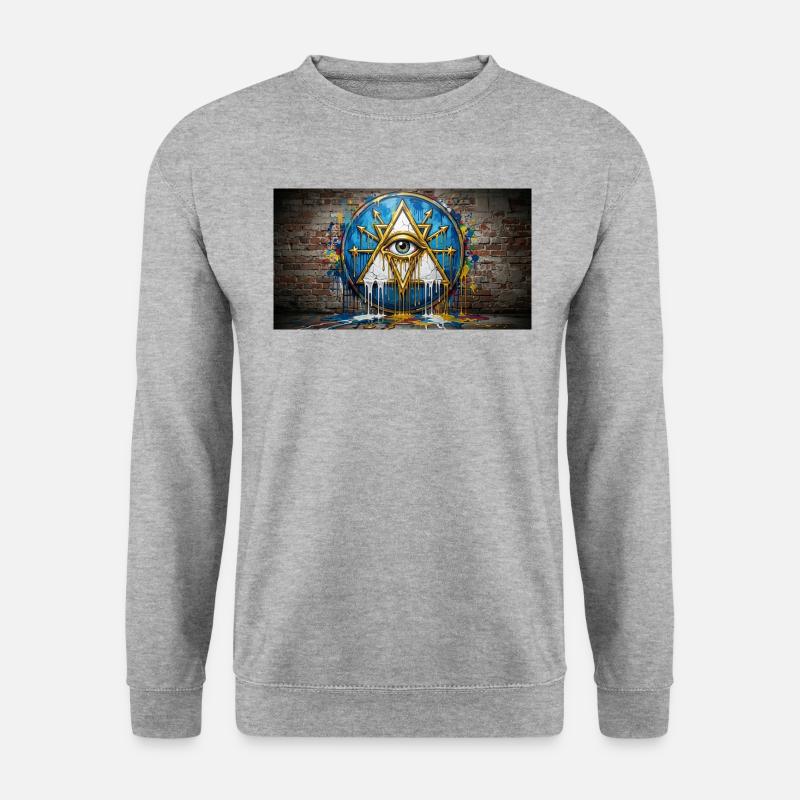 Garffiti-Dreiecksauge - Unisex Pullover - Weißgrau meliert