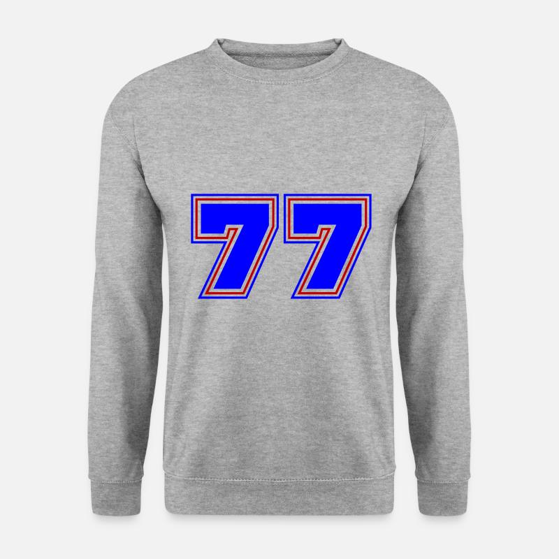 77 Zahl nummer - Unisex Pullover - Weißgrau meliert
