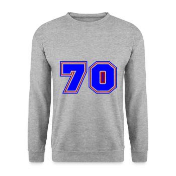 70 Number number - Unisex Sweatshirt - salt & pepper - Front - Alina (178cm) & Michal (187cm)