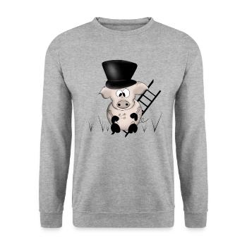 Pig New Year's Eve good luck - Unisex Sweatshirt - salt & pepper - Front - Alina (178cm) & Michal (187cm)