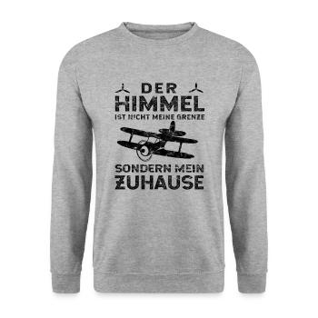 Flugzeug Pilot Flieger Flug Spruch - Unisex Pullover - Weißgrau meliert - Vorne - Alina (178cm) & Michal (187cm)