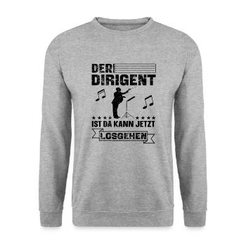 Lustiger Dirigent Dirigieren Spruch - Unisex Pullover - Weißgrau meliert - Vorne - Alina (178cm) & Michal (187cm)