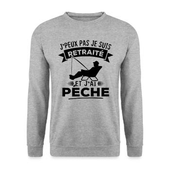 J'peux pas je suis retraité et j'ai pêche - Sweat-shirt Unisexe - gris chiné - Devant - Alina (178cm) & Michal (187cm)