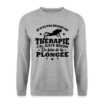 J'ai juste besoin de faire de la plongée - Sweat-shirt Unisexe - gris chiné - Devant - Alina (178cm) & Michal (187cm)