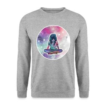 Yoga Pose Galaxy Pattern - Unisex Sweatshirt - salt & pepper - Front - Alina (178cm) & Michal (187cm)