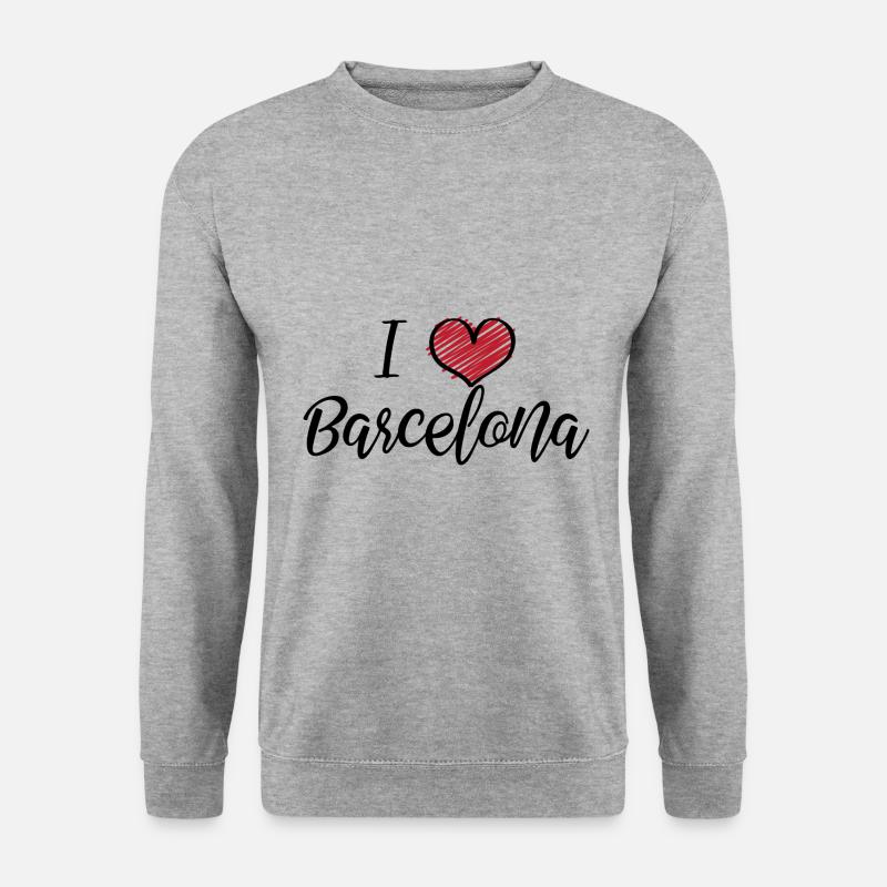 I Love Barcelona - Unisex Pullover - Weißgrau meliert