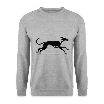 Elegantes Windhund Design - Unisex Pullover - Weißgrau meliert - Vorne - Alina (178cm) & Michal (187cm)