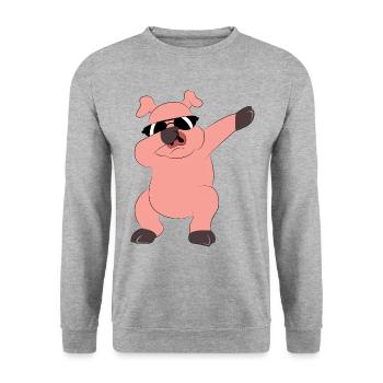 Dancing dabbing pig - Unisex Sweatshirt - salt & pepper - Front - Alina (178cm) & Michal (187cm)